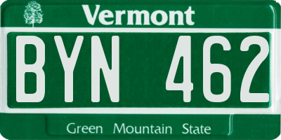 VT license plate BYN462