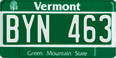 VT license plate BYN463