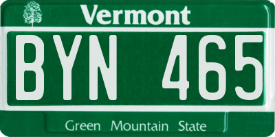 VT license plate BYN465