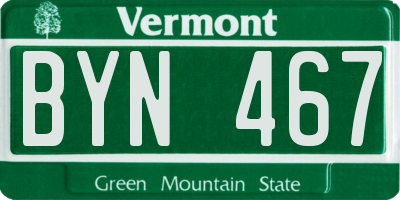 VT license plate BYN467
