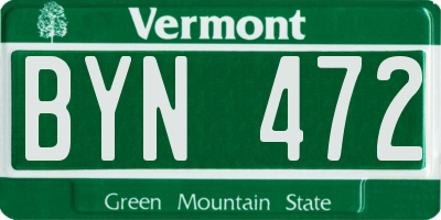 VT license plate BYN472