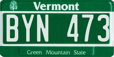 VT license plate BYN473