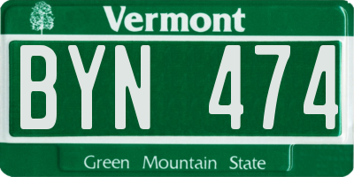 VT license plate BYN474
