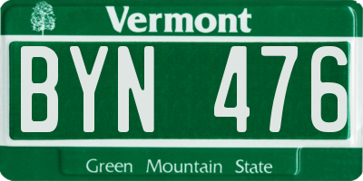 VT license plate BYN476