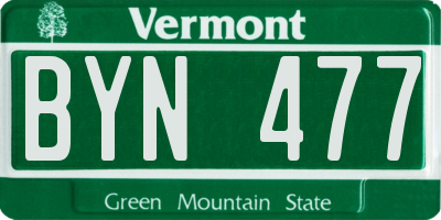 VT license plate BYN477