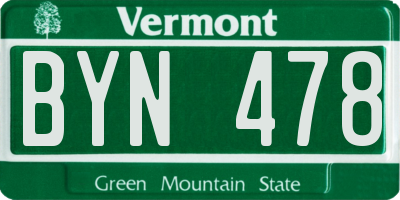 VT license plate BYN478