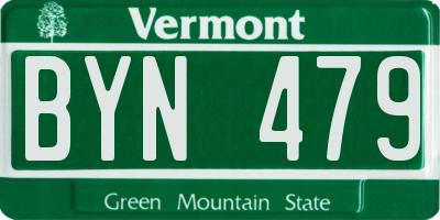 VT license plate BYN479