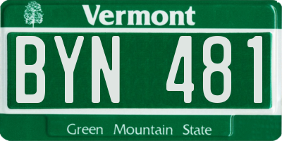 VT license plate BYN481