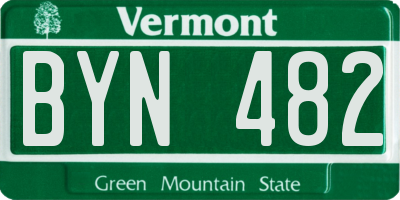 VT license plate BYN482