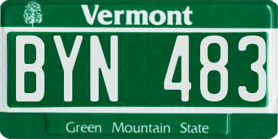 VT license plate BYN483
