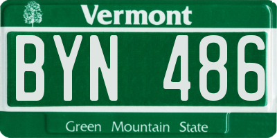 VT license plate BYN486