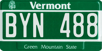 VT license plate BYN488