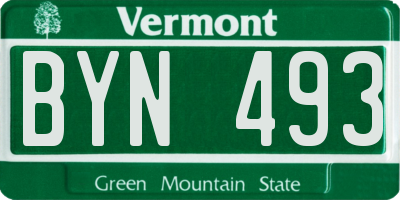 VT license plate BYN493