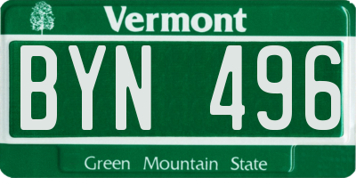 VT license plate BYN496