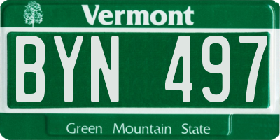 VT license plate BYN497