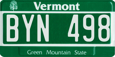 VT license plate BYN498
