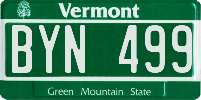 VT license plate BYN499