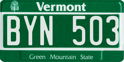 VT license plate BYN503