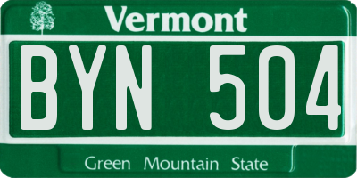 VT license plate BYN504