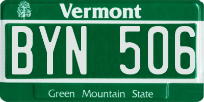 VT license plate BYN506