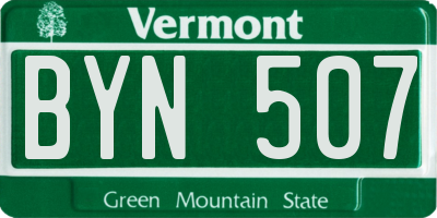 VT license plate BYN507