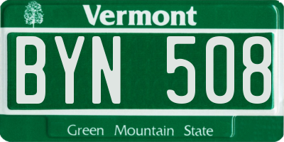 VT license plate BYN508