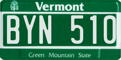 VT license plate BYN510