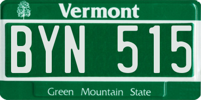 VT license plate BYN515