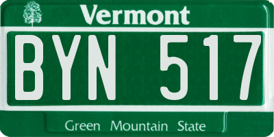VT license plate BYN517