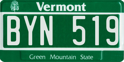 VT license plate BYN519