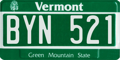 VT license plate BYN521