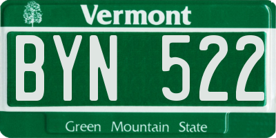 VT license plate BYN522