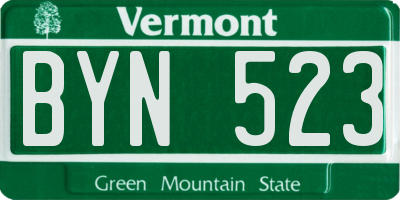 VT license plate BYN523