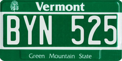 VT license plate BYN525