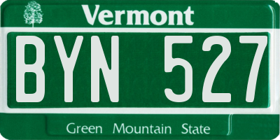 VT license plate BYN527