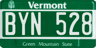 VT license plate BYN528
