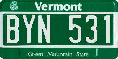VT license plate BYN531