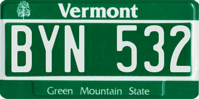 VT license plate BYN532