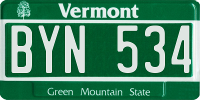 VT license plate BYN534
