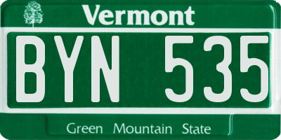 VT license plate BYN535
