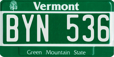 VT license plate BYN536