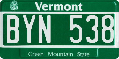 VT license plate BYN538