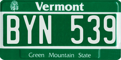 VT license plate BYN539