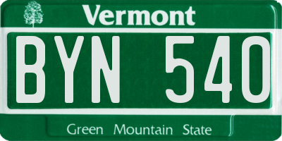 VT license plate BYN540
