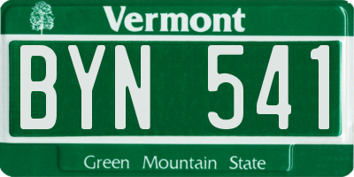 VT license plate BYN541