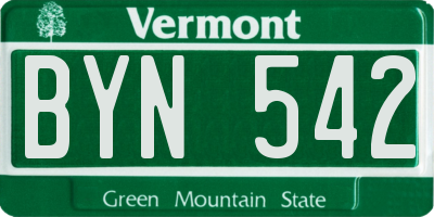 VT license plate BYN542