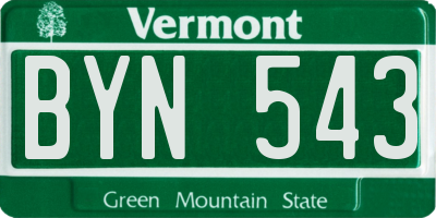 VT license plate BYN543