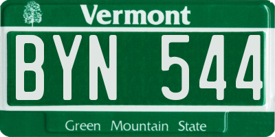 VT license plate BYN544