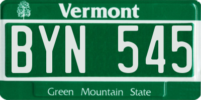 VT license plate BYN545