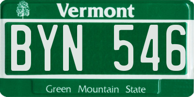 VT license plate BYN546